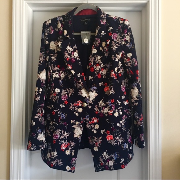 Lane Bryant Size 16 Floral Navy Blazer - Picture 2 of 7